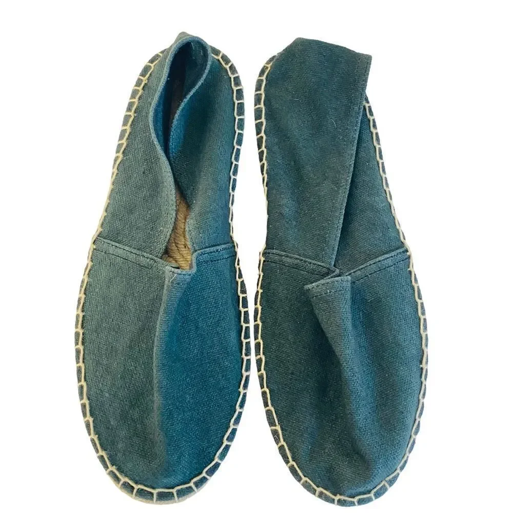 lisa b. Made in Spain Grey Pique Fabric Espadrilles Sz EU 43 US 11/11.5 NWT